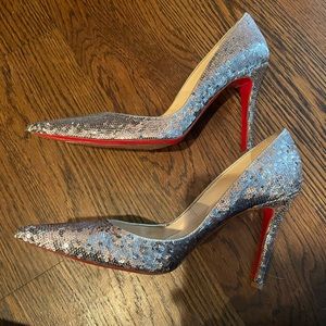Christian Louboutin Decoltissimo 85mm Silver Sequin